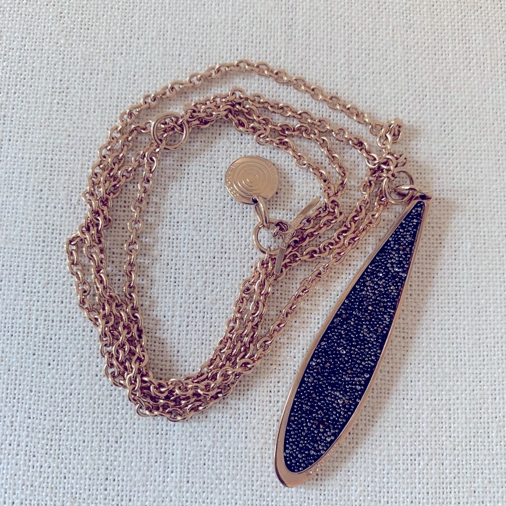 Rebecca Italy Necklace Rose Gold Tone swarovski crystal pendant and chain NWOT